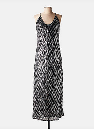 Robe longue coupe cintrée fines bretelles argent GOLDEN LIVE femme