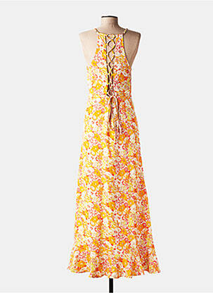 Robe longue imprimé fleurs fines bretelles orange MOLLY BRACKEN femme