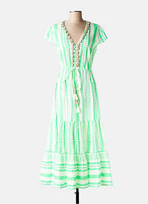 Robe longue manches courtes manches courtes vert LAST QUEEN femme