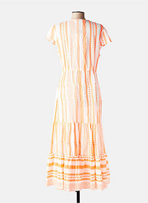 Robe longue manches courtes manches courtes orange LAST QUEEN femme