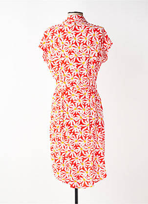 Robe mi-longue imprimé fleurs manches courtes rouge PIECES femme