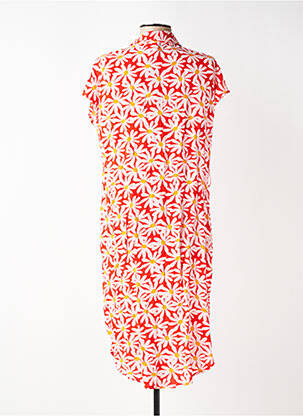 Robe mi-longue imprimé fleurs manches courtes rouge PIECES femme