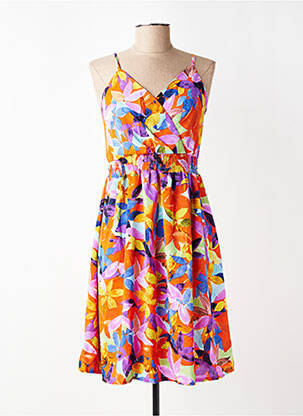 Robe courte tissage crêpe fines bretelles orange ROSA FASHION femme
