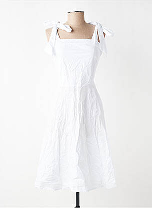 Robe mi-longue coupe cintrée fines bretelles blanc L'ESSENTIEL femme