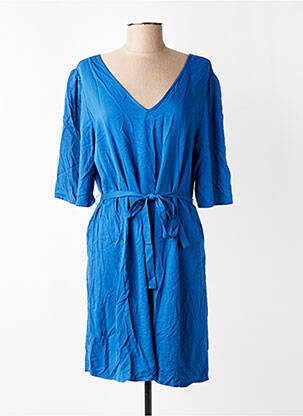 Robe mi-longue coupe fluide manches 3/4 bleu VILA femme