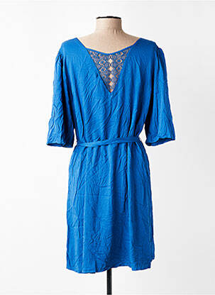 Robe mi-longue coupe fluide manches 3/4 bleu VILA femme