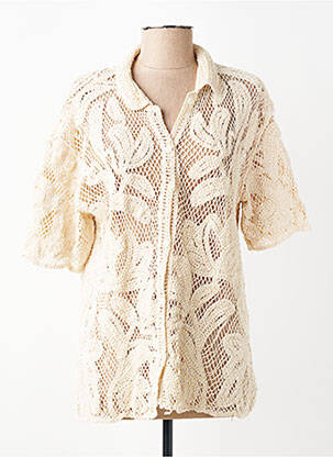 Chemisier manches courtes manches courtes beige ROSA FASHION femme