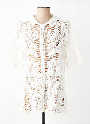Chemisier manches courtes manches courtes blanc ROSA FASHION femme