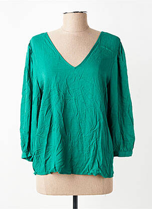 Blouse tissage popeline manches 3/4 vert VILA femme