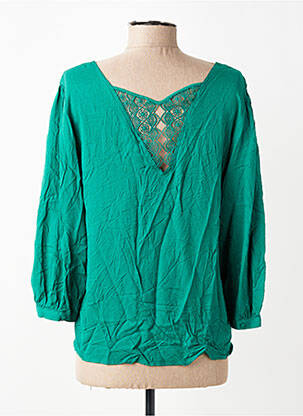 Blouse tissage popeline manches 3/4 vert VILA femme