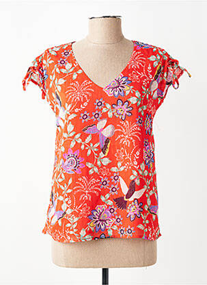 Top coupe fluide manches courtes orange AKOZ DE TOI femme