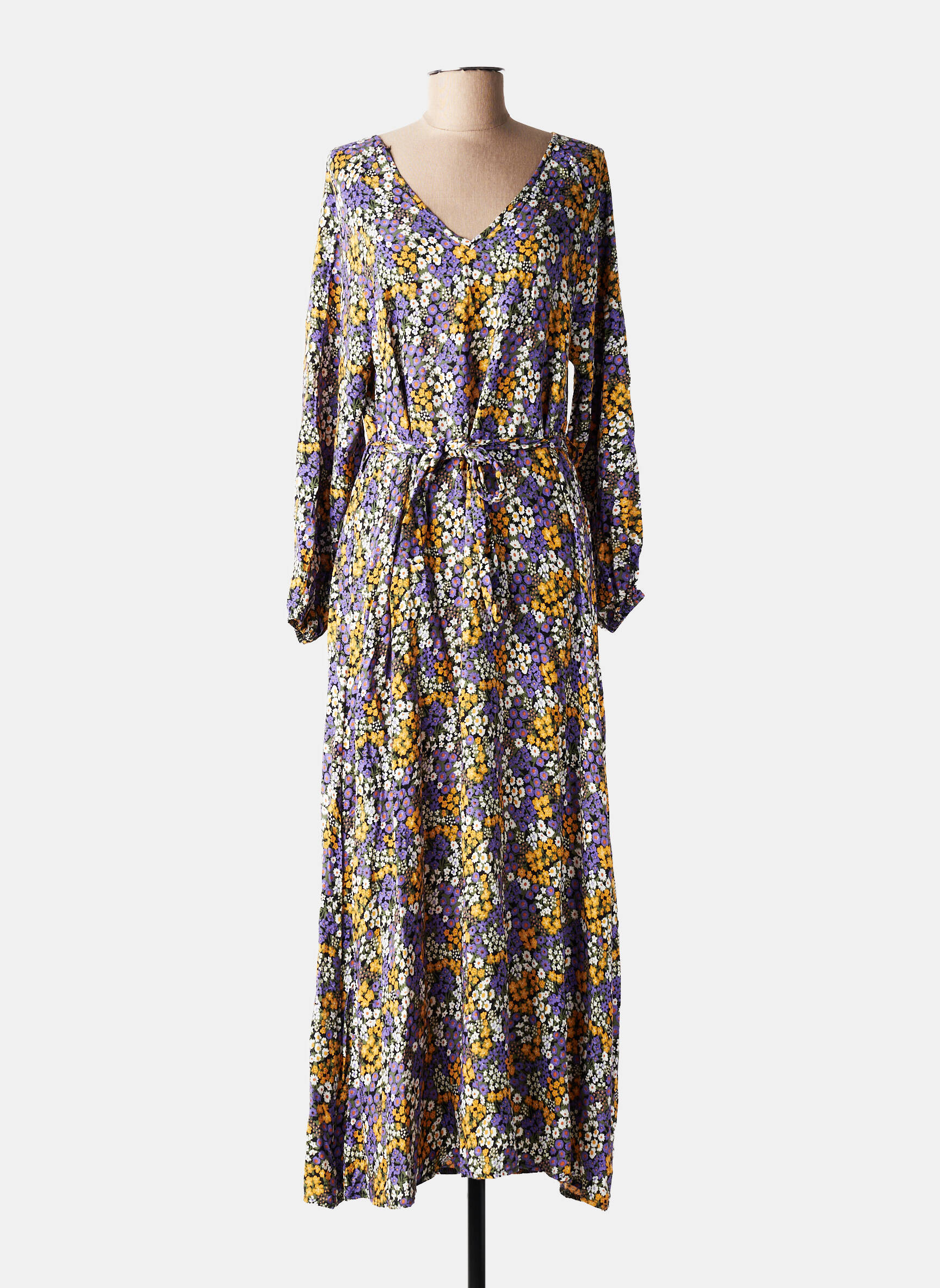 Robe longue manches longues manches longues violet C'FLO femme
