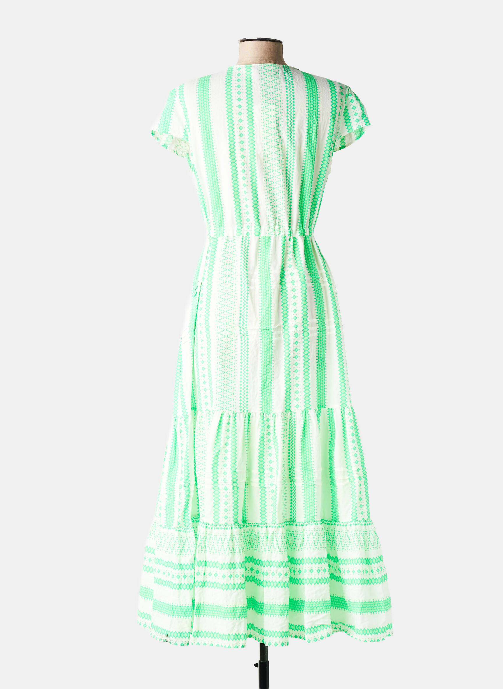 Robe longue manches courtes manches courtes vert LAST QUEEN femme