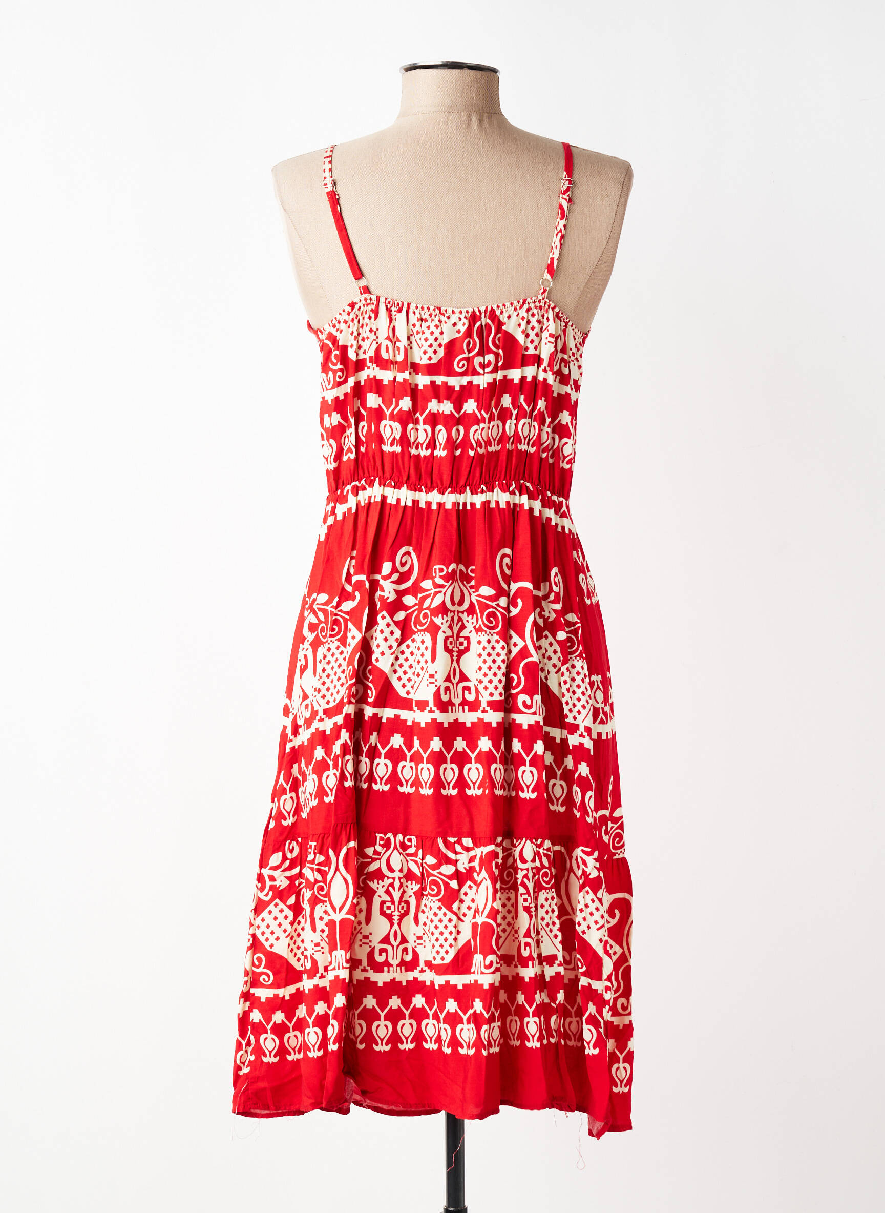 Robe mi-longue manches longues manches longues rouge C'FLO femme