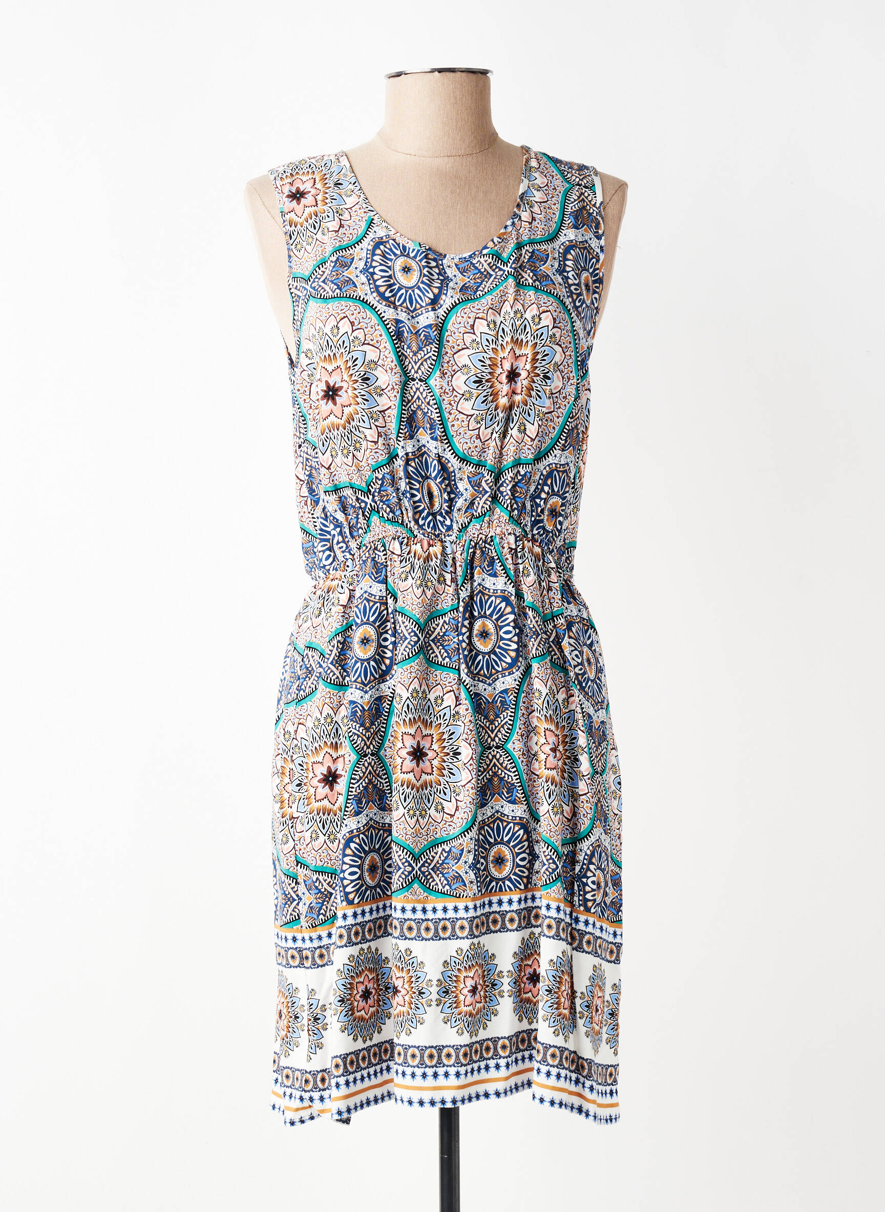 Robe mi-longue imprimé fleurs sans manche bleu MOLLY BRACKEN femme