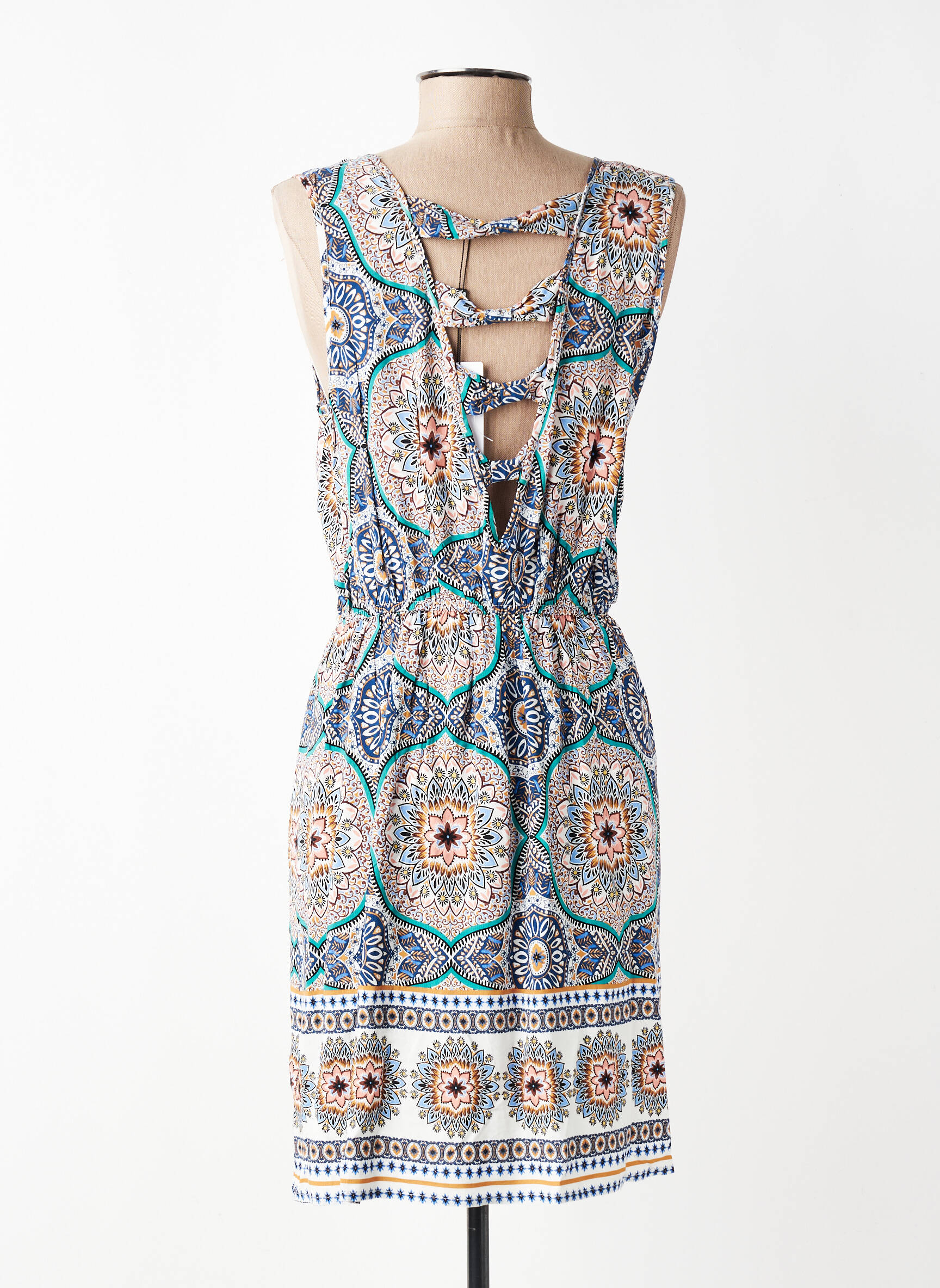 Robe mi-longue imprimé fleurs sans manche bleu MOLLY BRACKEN femme