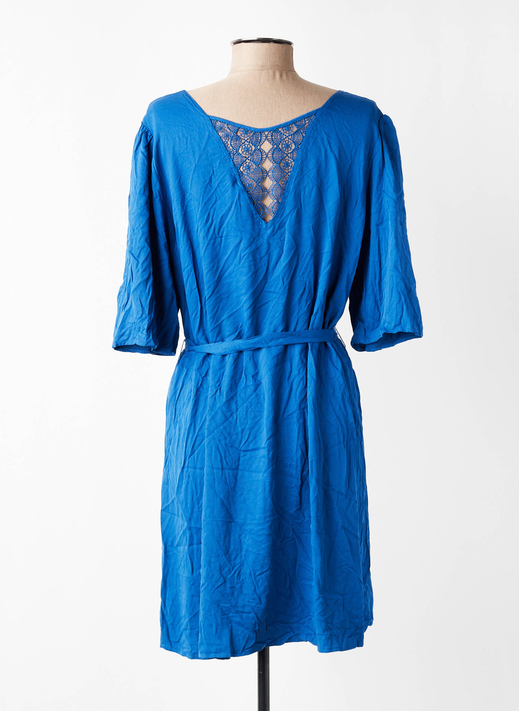 Robe mi-longue coupe fluide manches 3/4 bleu VILA femme
