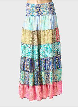 Jupe longue imprimé fantaisie bleu BOHO FASHION femme