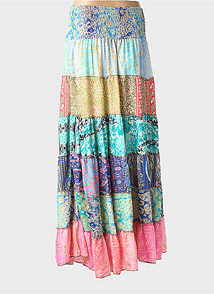 Jupe longue imprimé fantaisie bleu BOHO FASHION femme