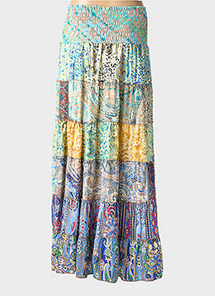 Jupe longue imprimé fantaisie bleu BOHO FASHION femme