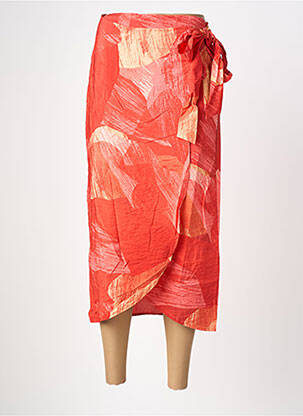 Jupe mi-longue coupe droite orange VILA femme