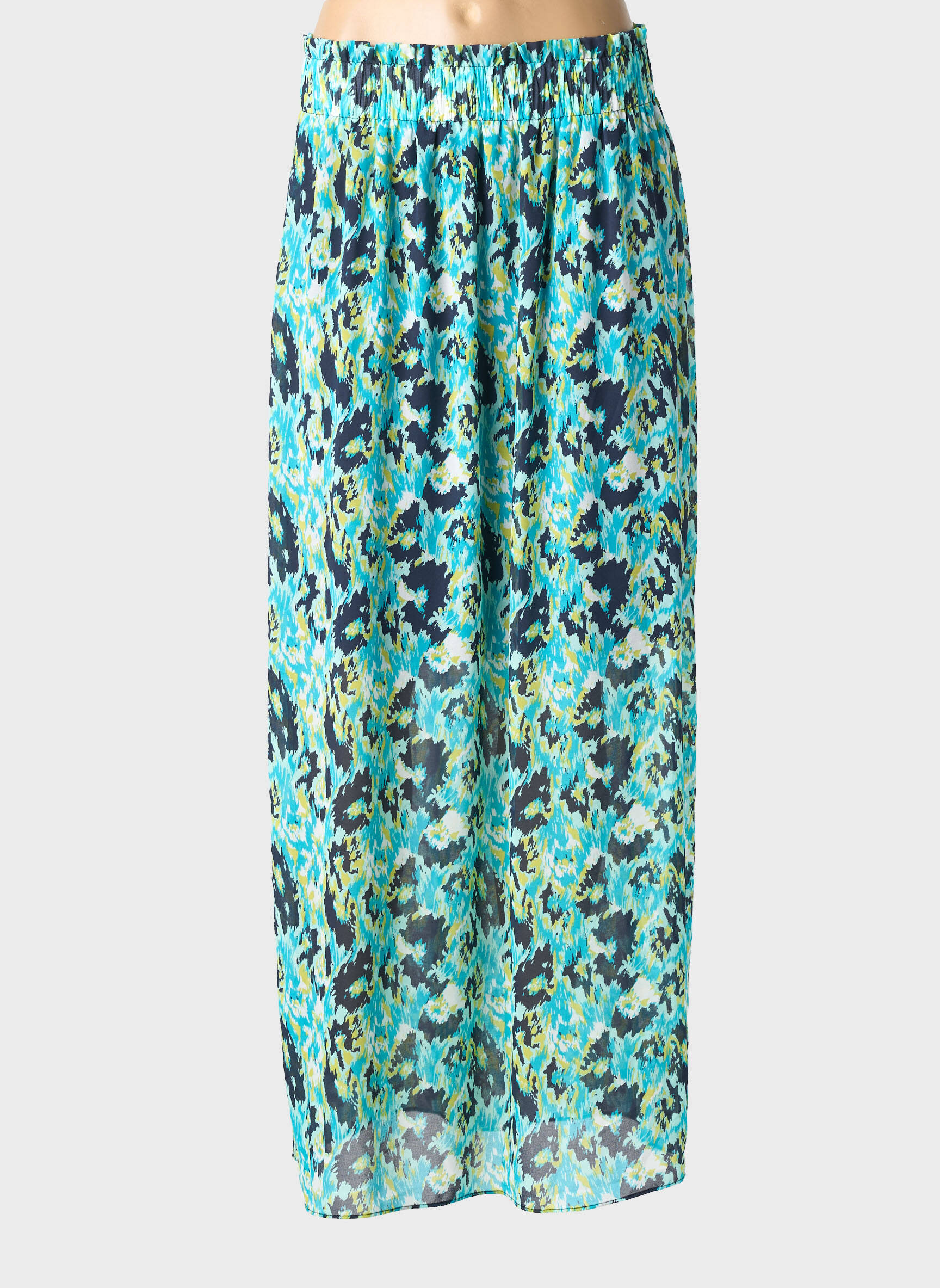 Jupe longue imprimé fantaisie bleu MORGAN femme