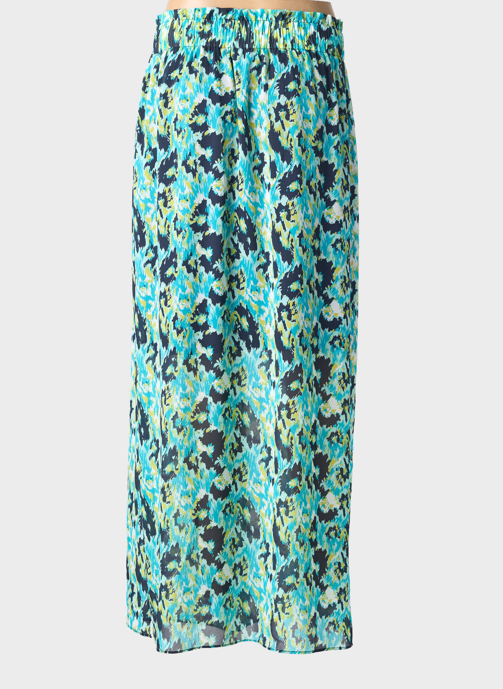 Jupe longue imprimé fantaisie bleu MORGAN femme