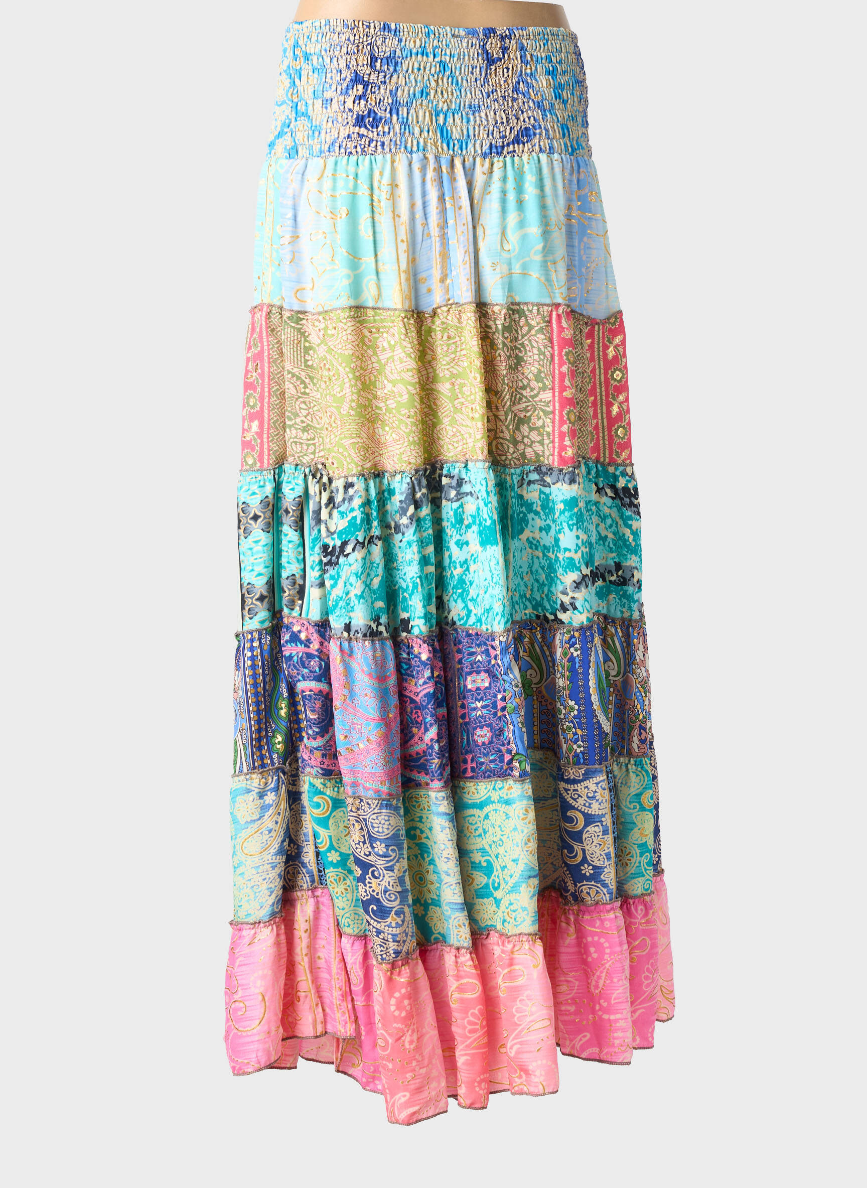 Jupe longue imprimé fantaisie bleu BOHO FASHION femme