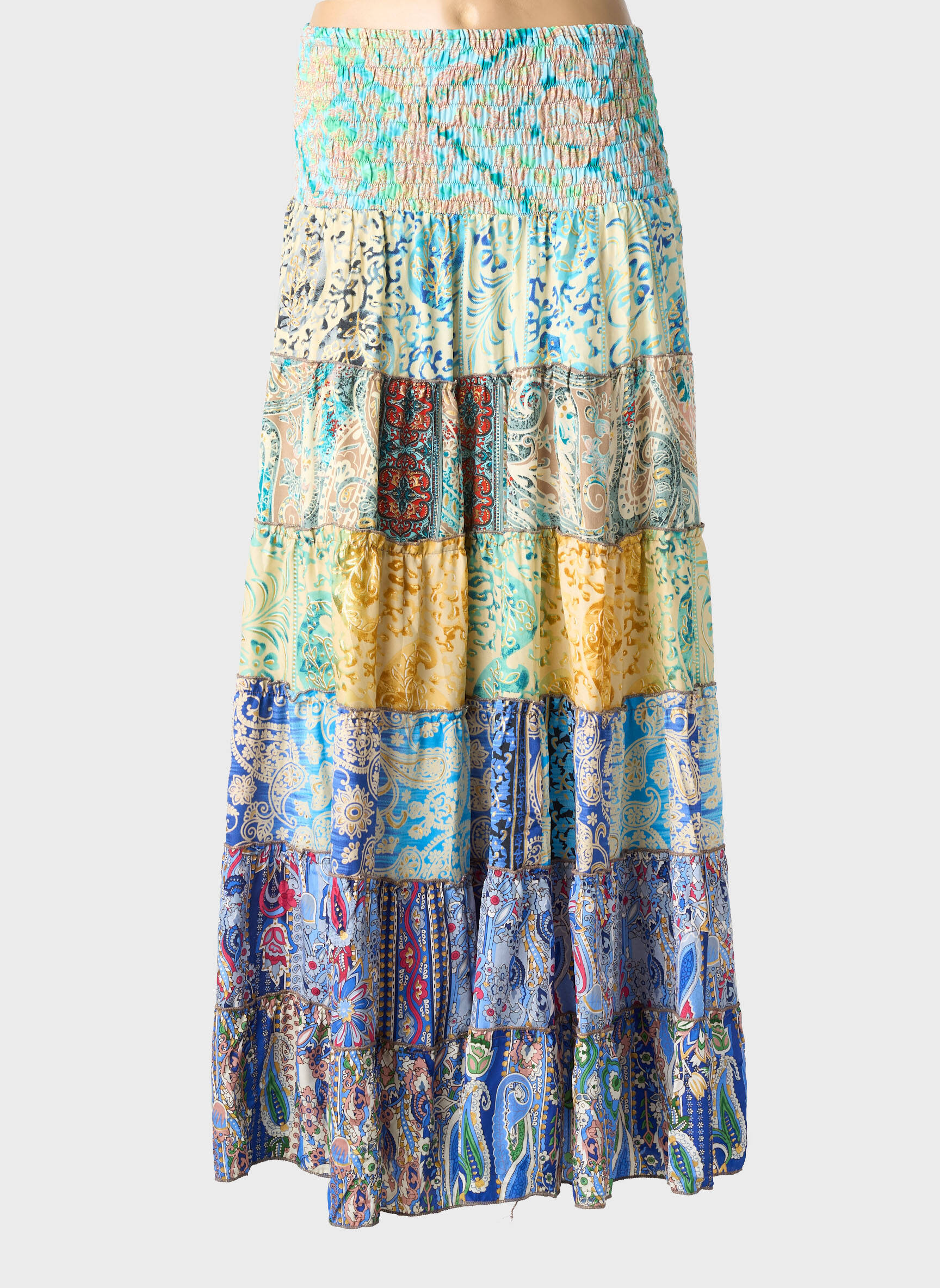 Jupe longue imprimé fantaisie bleu BOHO FASHION femme