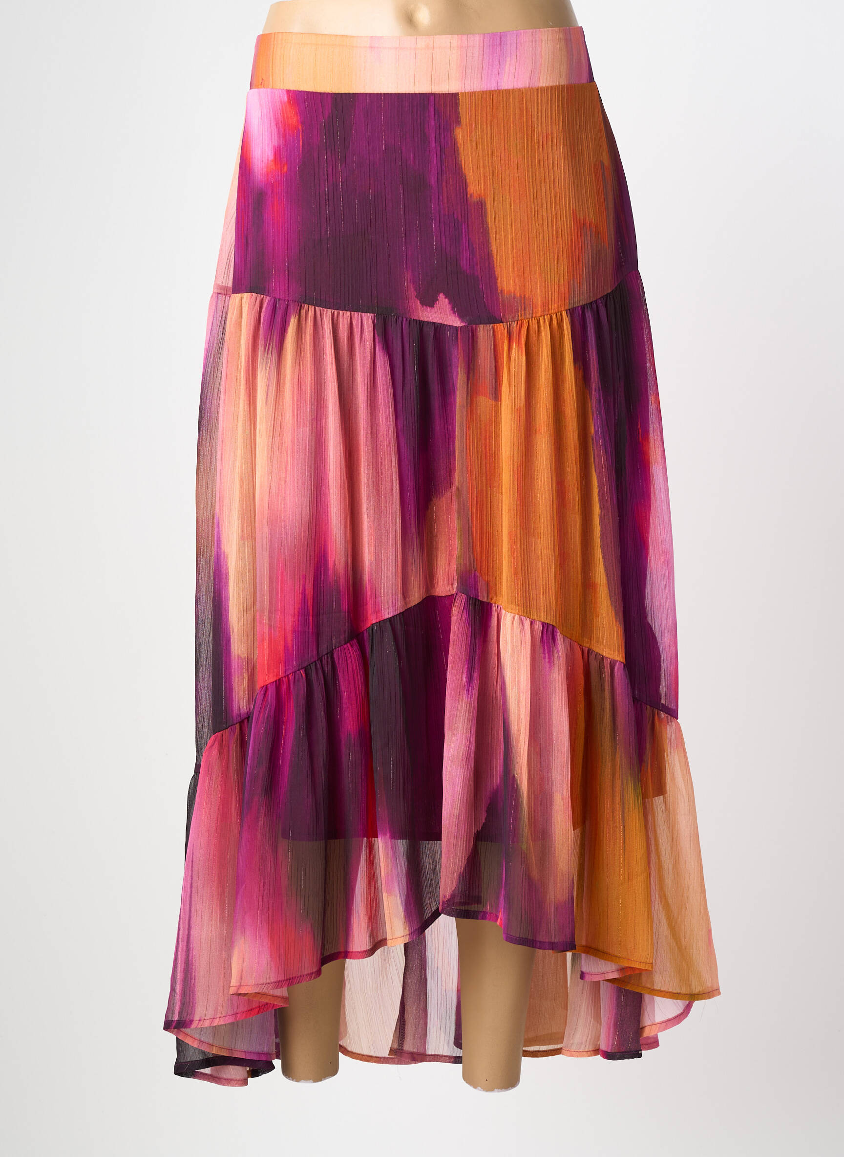 Jupe longue imprimé fantaisie violet MORGAN femme