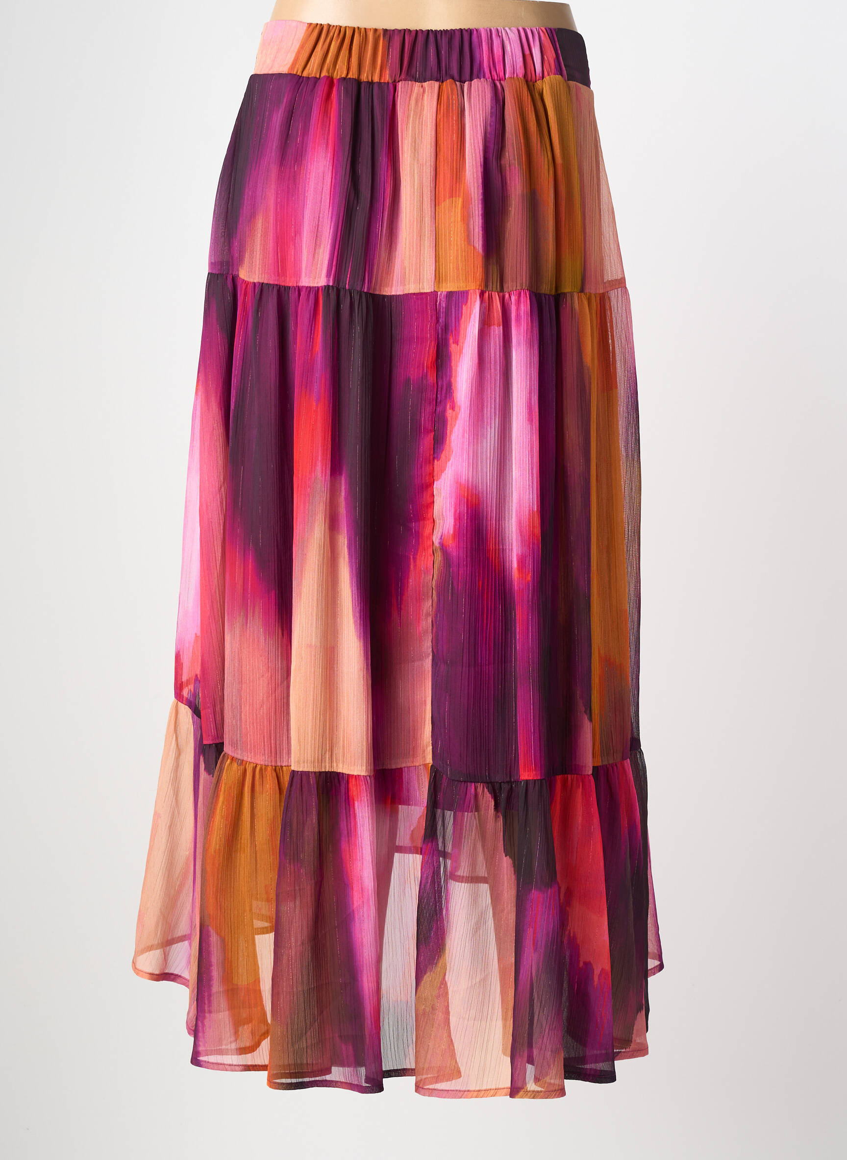 Jupe longue imprimé fantaisie violet MORGAN femme
