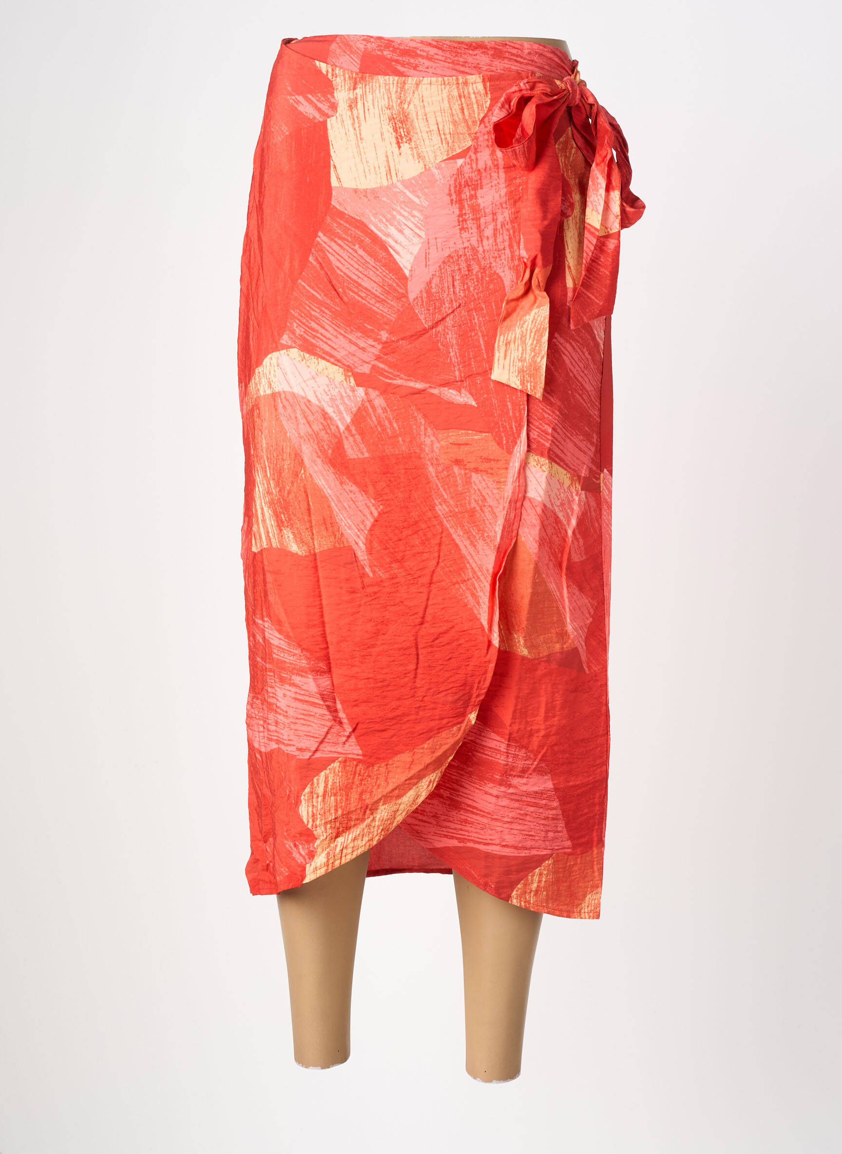 Jupe mi-longue coupe droite orange VILA femme