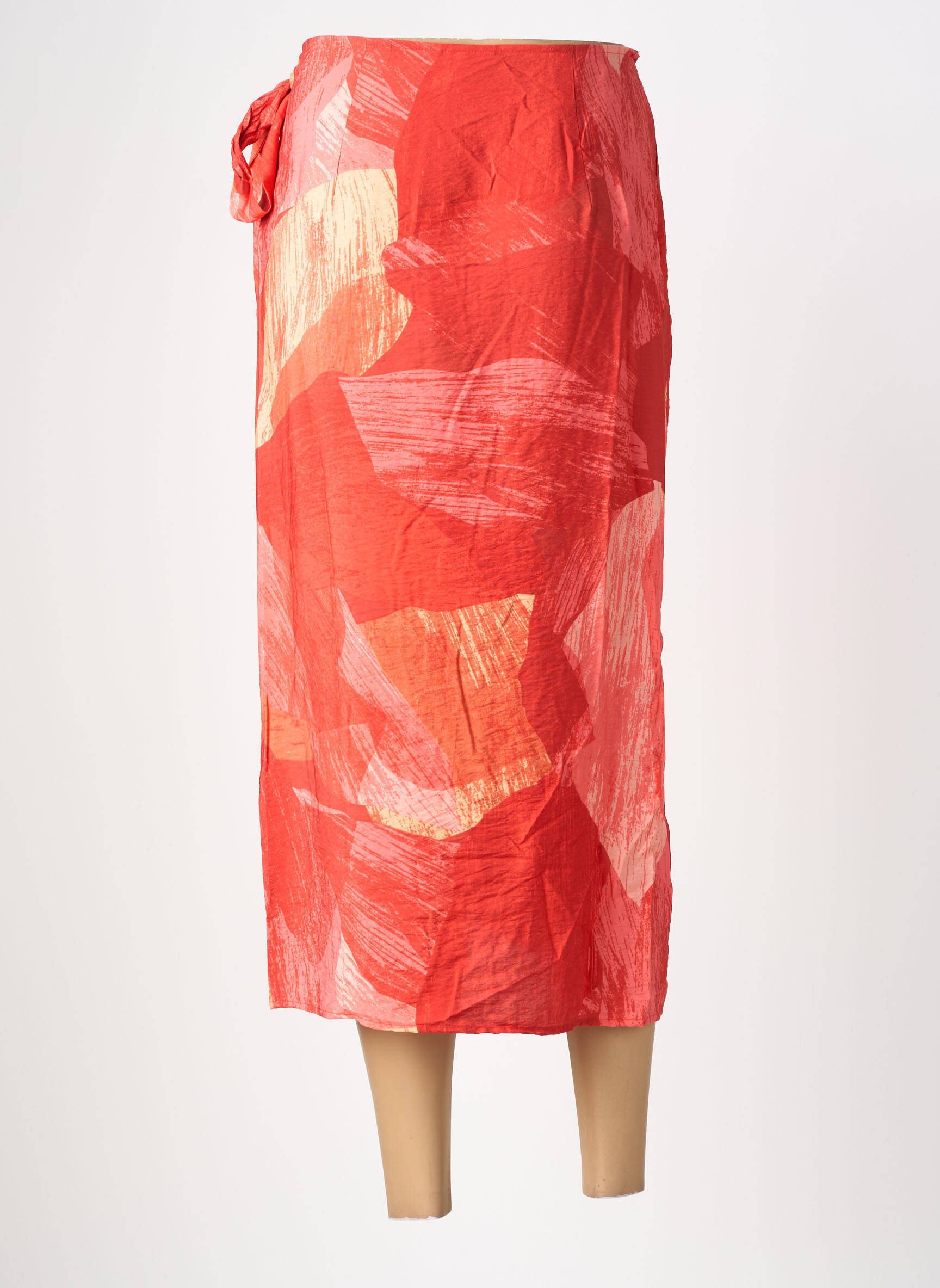 Jupe mi-longue coupe droite orange VILA femme