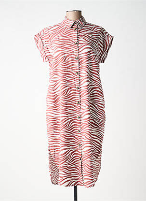 Robe mi-longue tissage crêpe manches courtes marron B.YOUNG femme