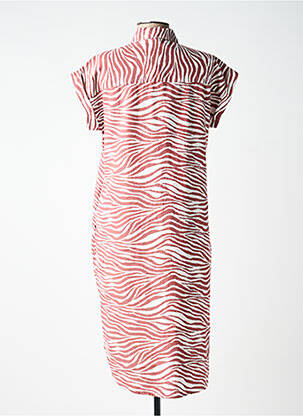 Robe mi-longue tissage crêpe manches courtes marron B.YOUNG femme
