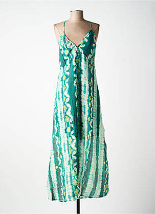 Robe longue tissage crêpe fines bretelles vert VILA femme