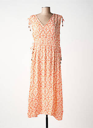 Robe longue imprimé fantaisie sans manche orange DEELUXE femme