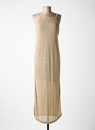 Robe longue coupe cintrée fines bretelles beige TIFFOSI femme