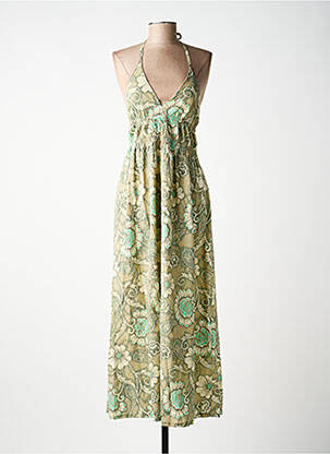 Robe longue manches dos nu fines bretelles vert TIFFOSI femme