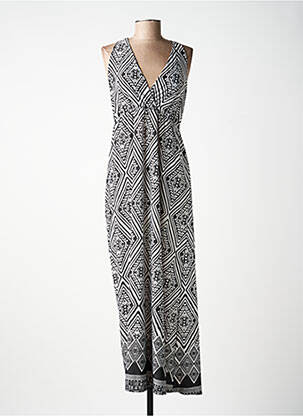 Robe longue imprimé fantaisie fines bretelles noir MASQUENADA femme