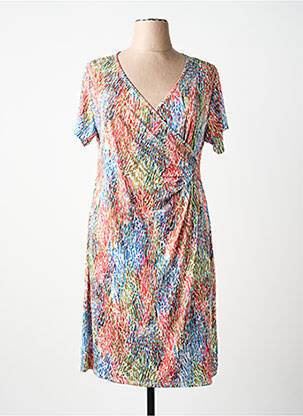 Robe mi-longue imprimé fantaisie manches courtes bleu GENUINE femme