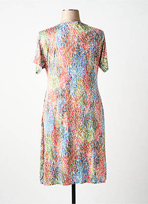 Robe mi-longue imprimé fantaisie manches courtes bleu GENUINE femme