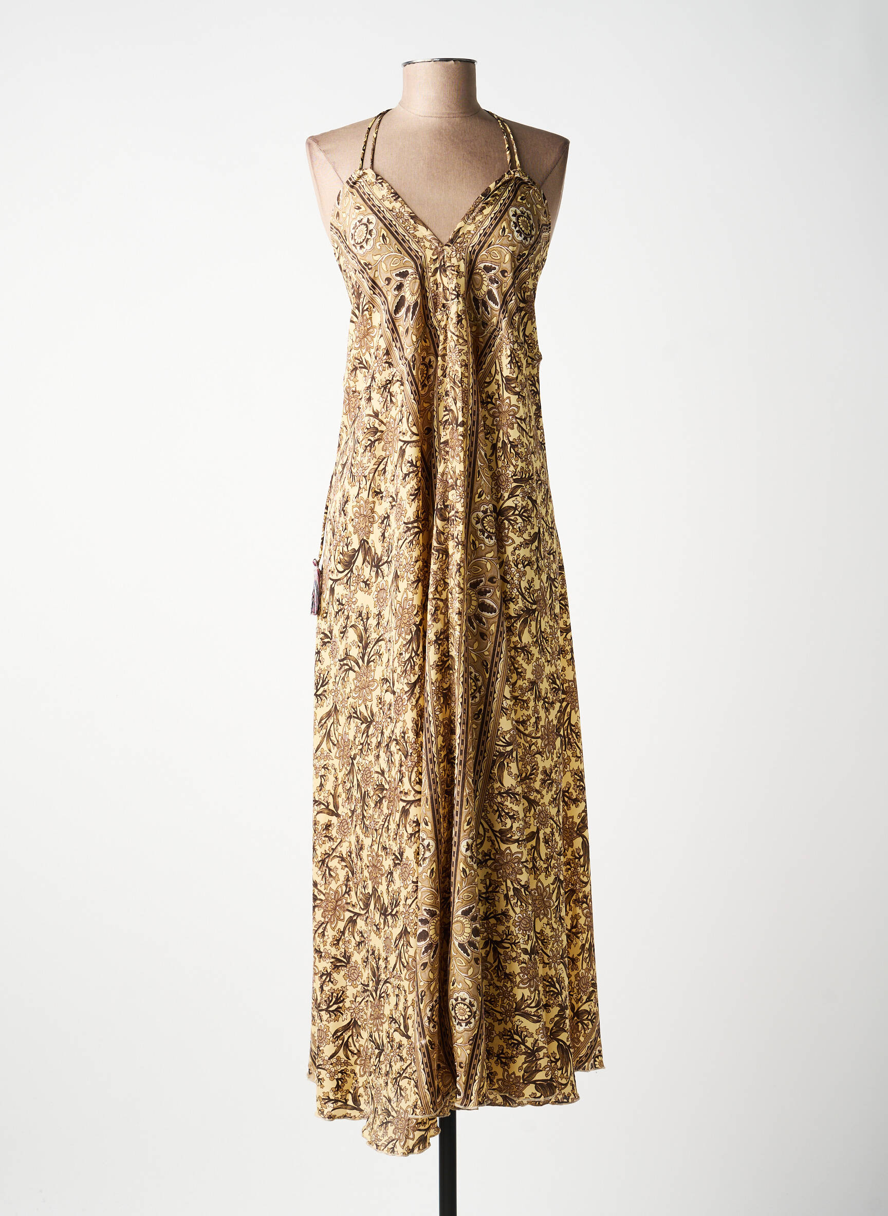 Robe de plage fines bretelles jaune MANOI femme