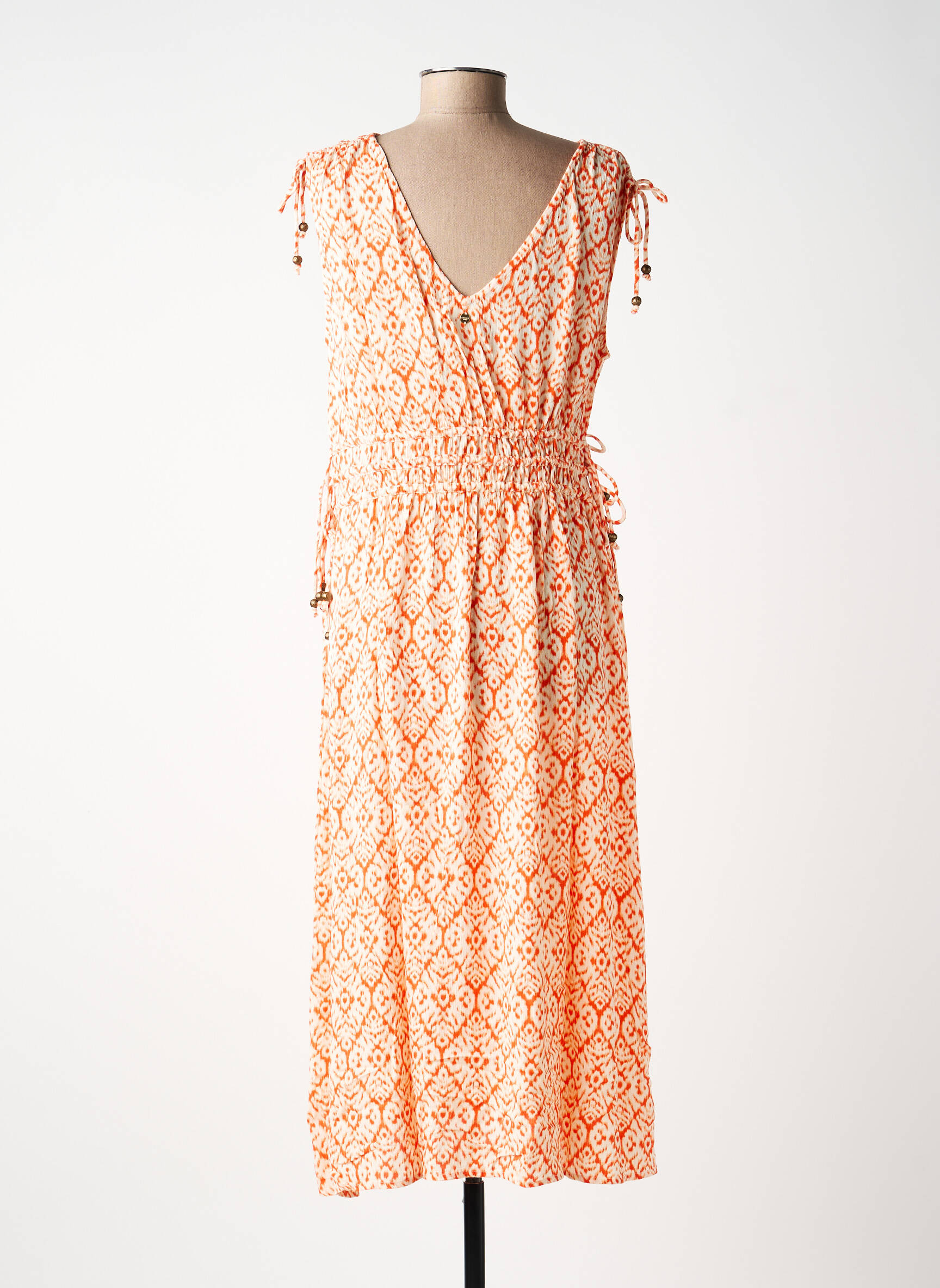 Robe longue imprimé fantaisie sans manche orange DEELUXE femme