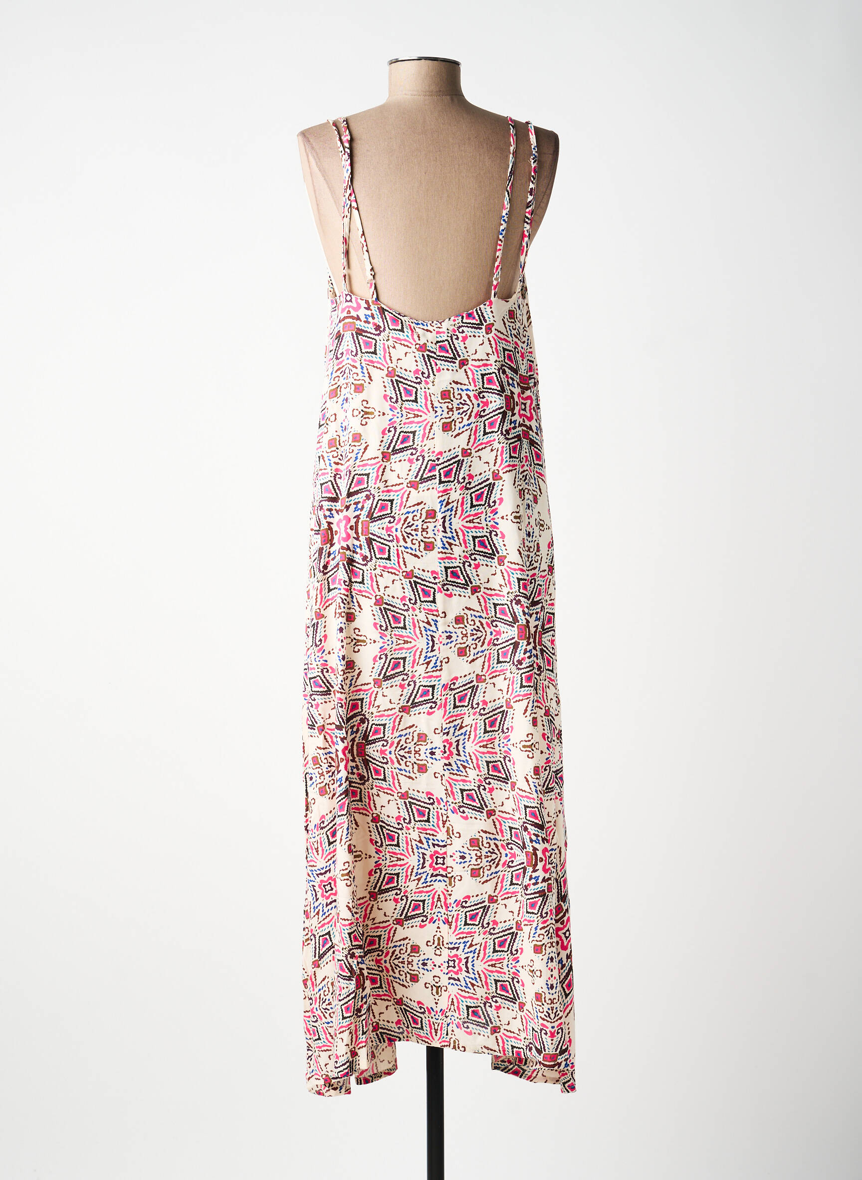 Robe longue imprimé fantaisie fines bretelles beige MOLLY BRACKEN femme