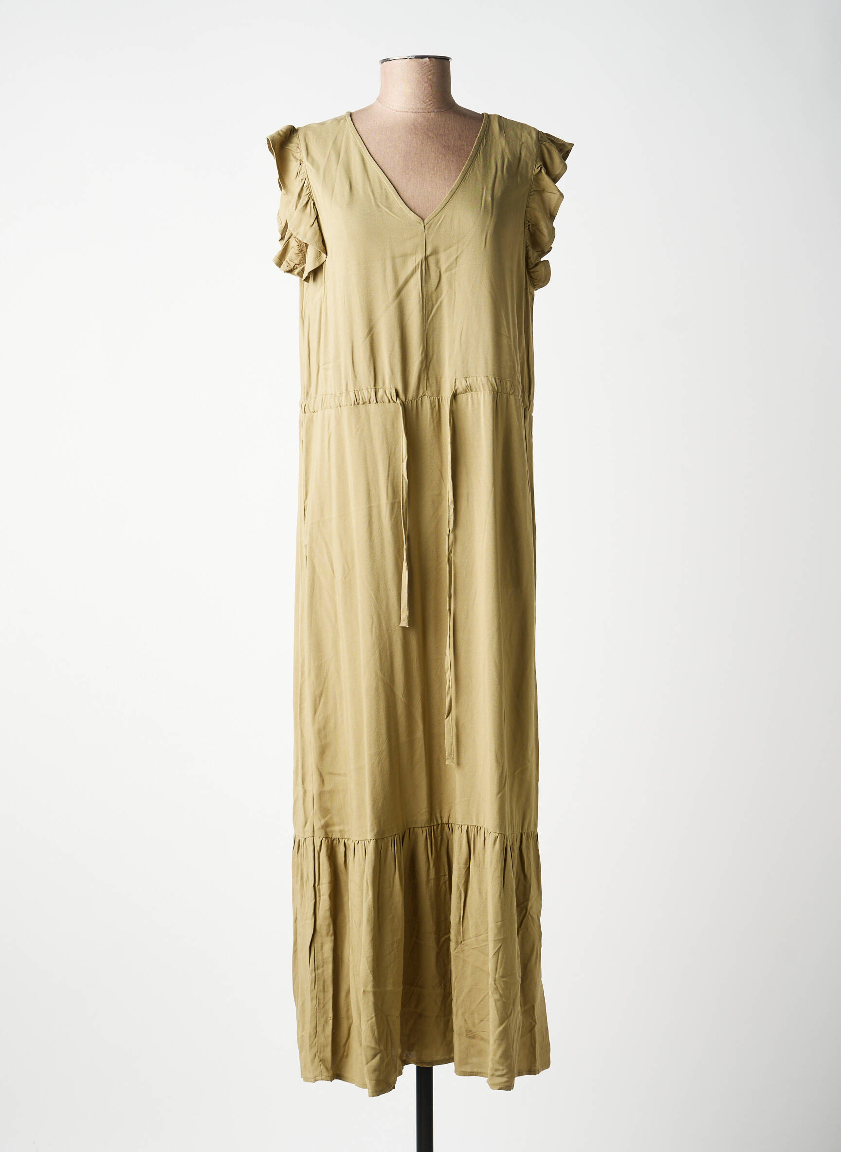 Robe longue manches courtes manches courtes vert B.YOUNG femme