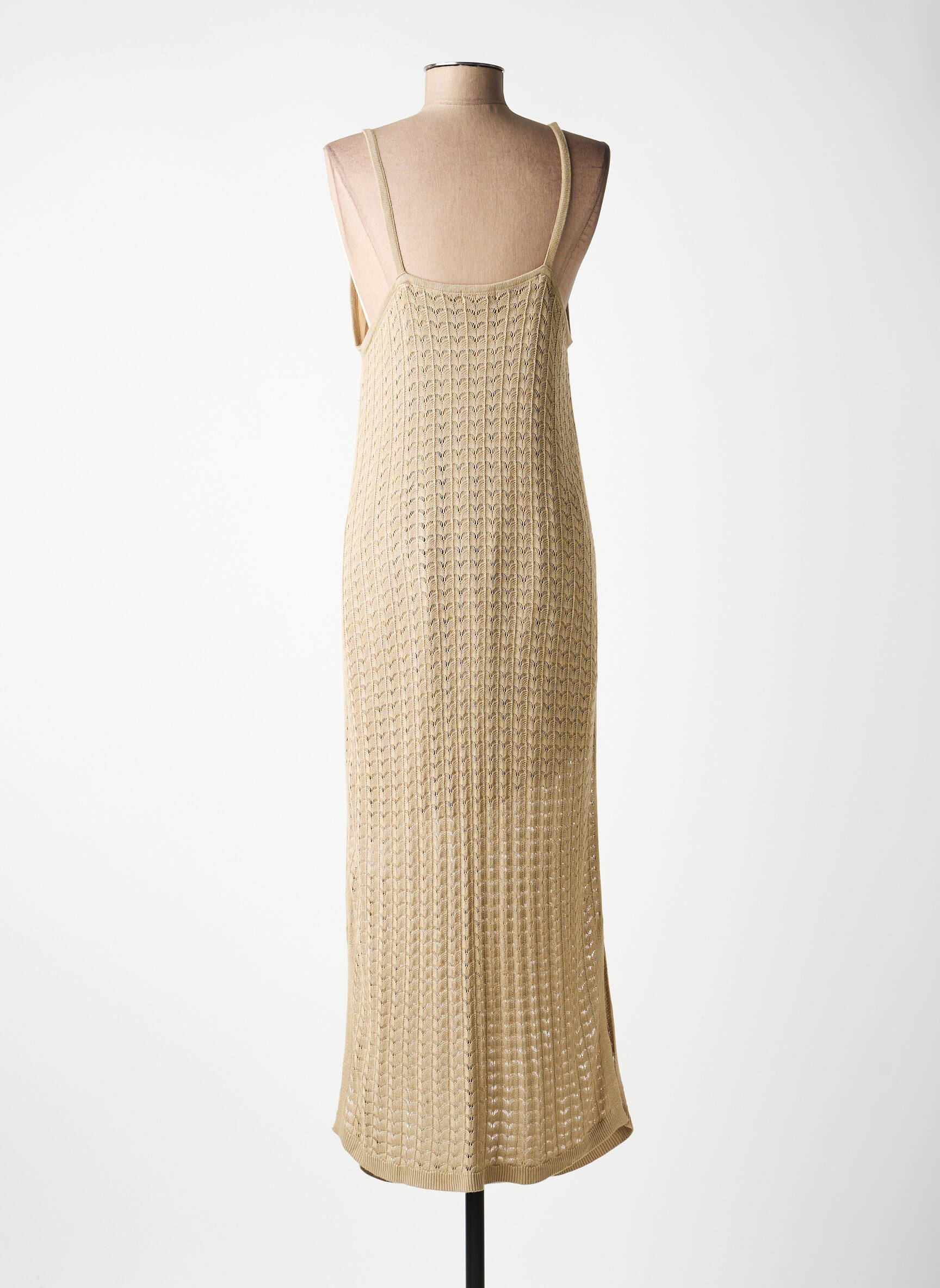 Robe longue coupe cintrée fines bretelles beige TIFFOSI femme