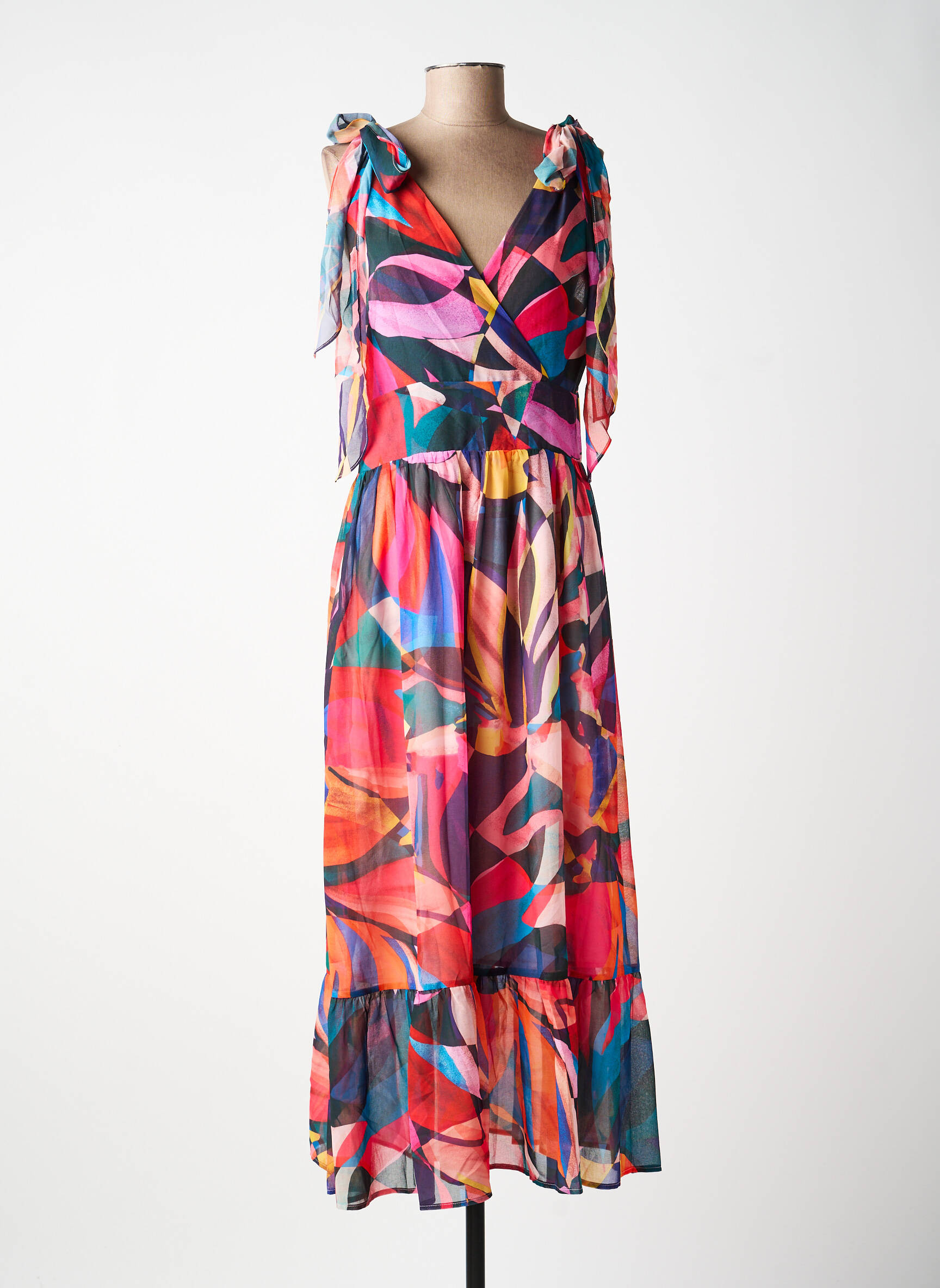 Robe mi-longue coupe fluide fines bretelles rouge MOLLY BRACKEN femme