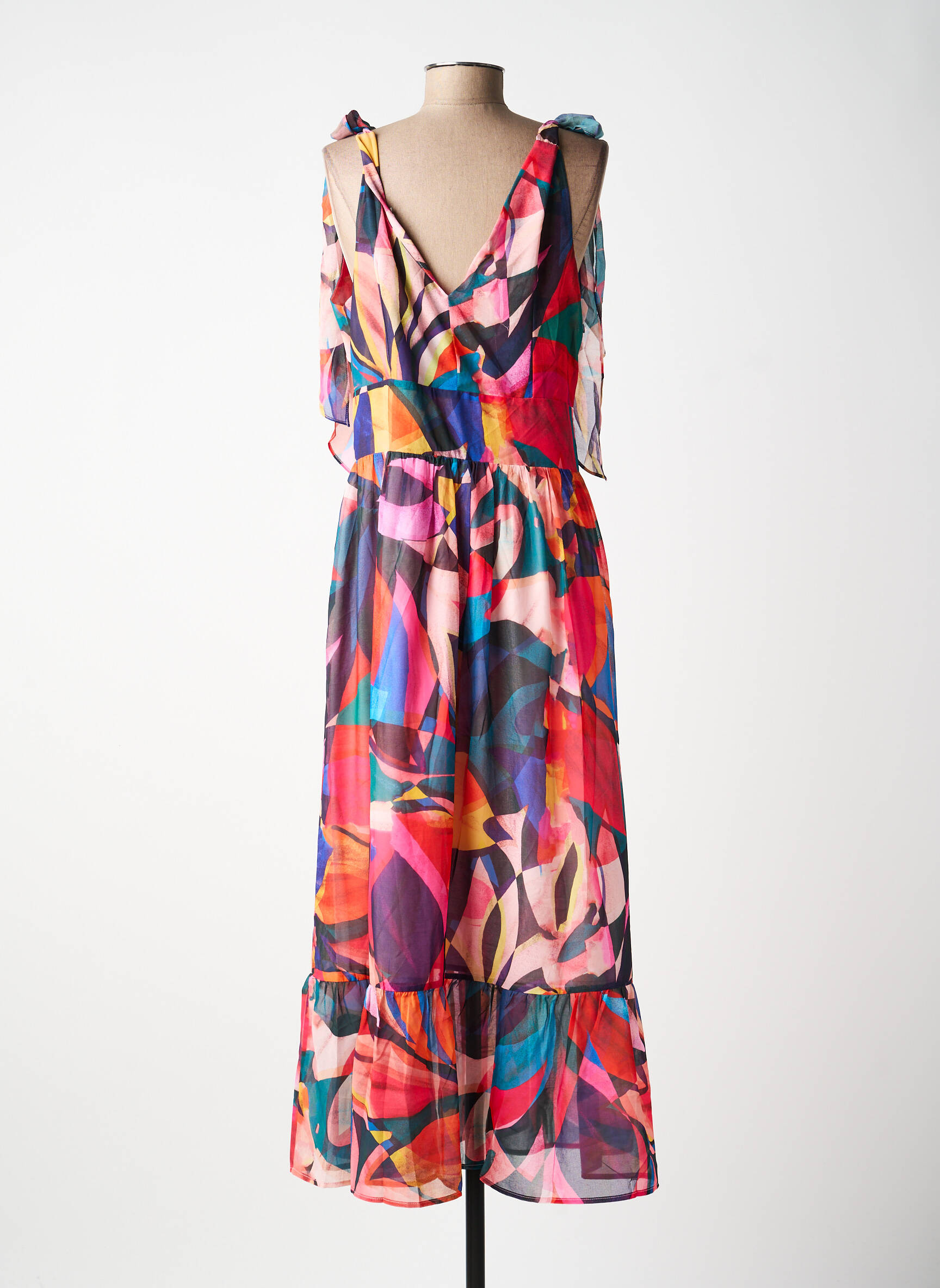Robe mi-longue coupe fluide fines bretelles rouge MOLLY BRACKEN femme