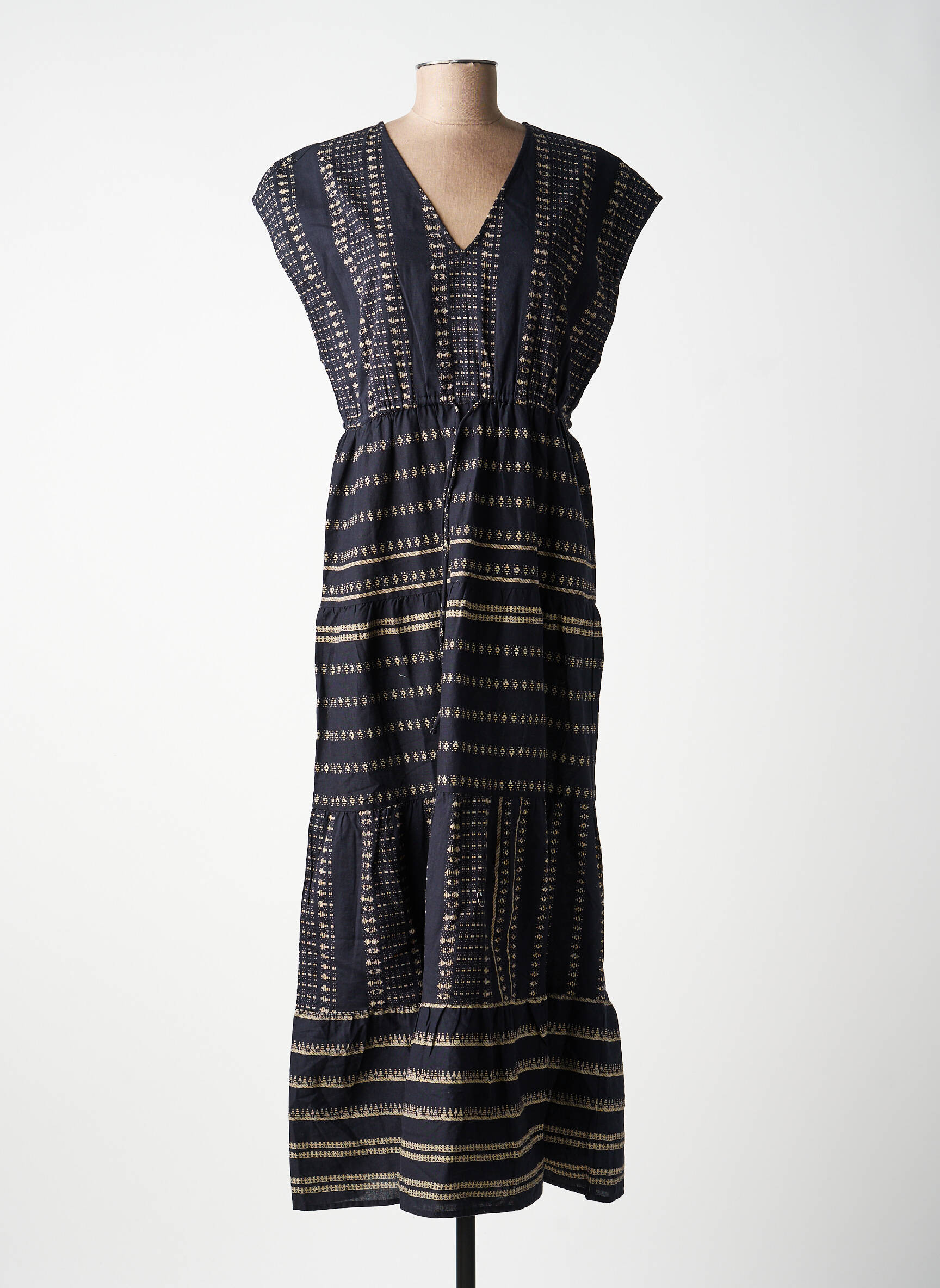 Robe longue imprimé fantaisie manches courtes noir VILA femme